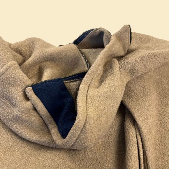 1990s M fleece jacket by Northwest Territory, beige/blue mens quarter zip - Picture 2 of 10
